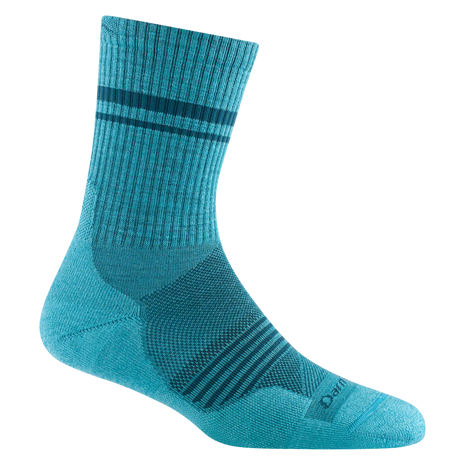 Element Micro Crew Lightweight w/Cushion Running Sock - Women by Darn Tough in teal blue, breathable Merino wool for running comfort and support