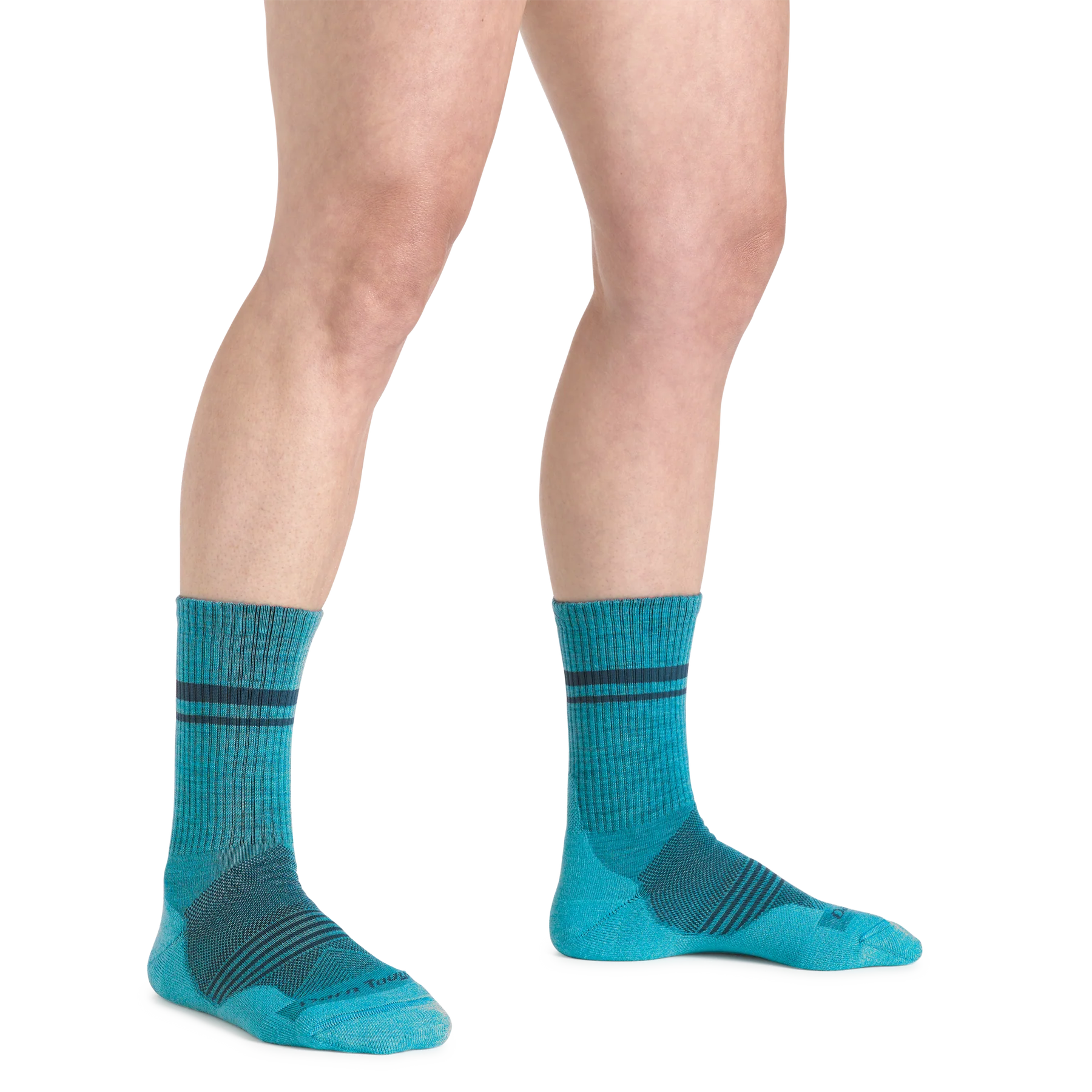 Element Micro Crew Lightweight w/Cushion Running Sock - Women by Darn Tough in teal with Merino wool for breathability and comfort during running