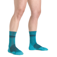 Element Micro Crew Lightweight w/Cushion Running Sock - Women by Darn Tough in teal with Merino wool for breathability and comfort during running