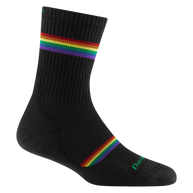 Prism Crew Lightweight w/Cushion Running Sock - Women by Darn Tough in black with rainbow stripes, merino wool, cushioned, durable, flexible for running