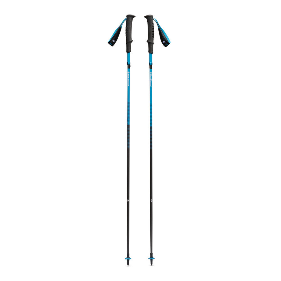 Distance Carbon Z Poles by Black Diamond in blue and black, lightweight 100% carbon foldable poles designed for fast travel and running.