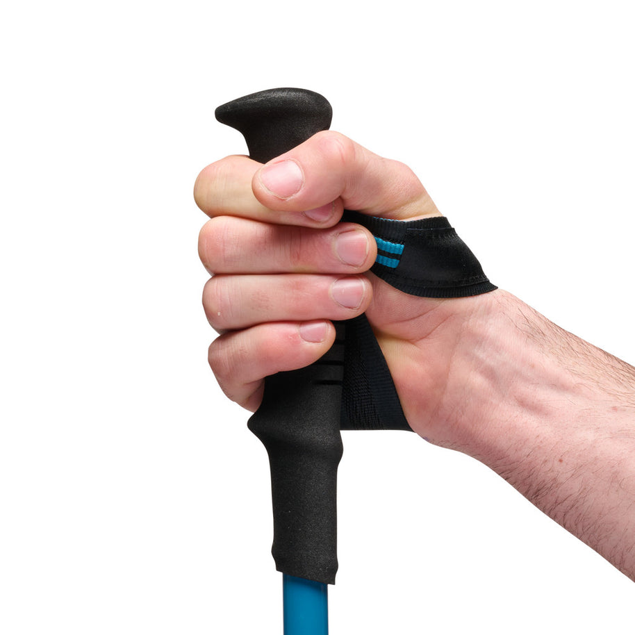 Distance Carbon Z Poles by Black Diamond in blue and black, lightweight carbon foldable poles designed for fast travel and trail running