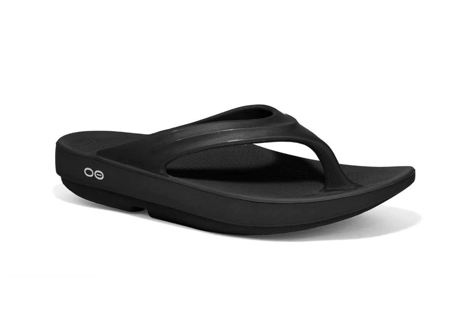 OOlala - Women by Oofos in black, lightweight sandals with patented OOfoam for superior impact absorption and all-day comfort
