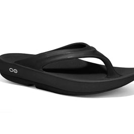 OOlala - Women by Oofos in black, lightweight sandals with patented OOfoam for superior impact absorption and all-day comfort