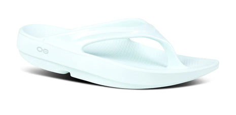 OOlala - Women by Oofos in white with patented OOfoam technology absorbing impact for comfortable casual and post-run recovery slides