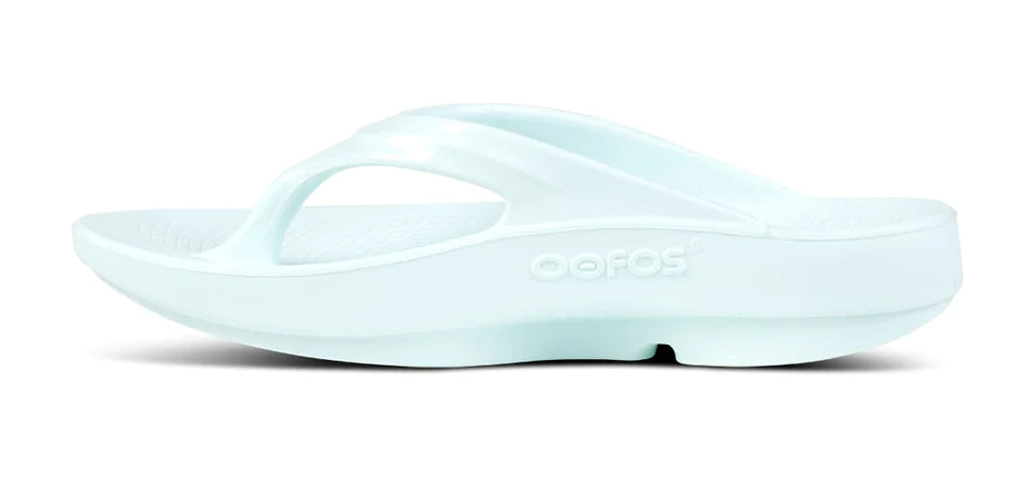 OOlala - Women by Oofos in light blue slide sandal with patented OOfoam footbed absorbing 37% more impact for all-day comfort