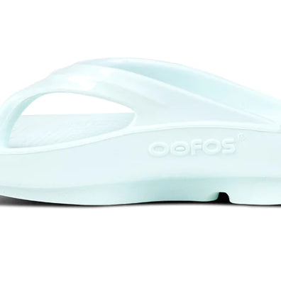 OOlala - Women by Oofos in light blue slide sandal with patented OOfoam footbed absorbing 37% more impact for all-day comfort