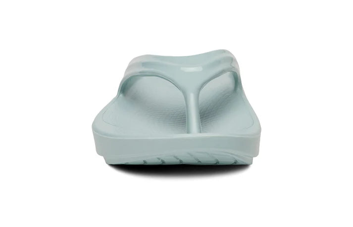 OOlala - Women by Oofos in light blue slide sandal with patented OOfoam footbed absorbing 37% more impact for comfort and recovery