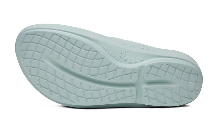 OOlala - Women by Oofos in light blue with patented OOfoam sole absorbing 37% more impact for comfortable slides