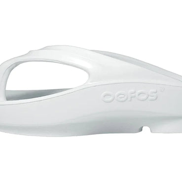 OOlala - Women by Oofos in white with patented OOfoam footbed absorbing 37% more impact, lightweight slides for casual wear