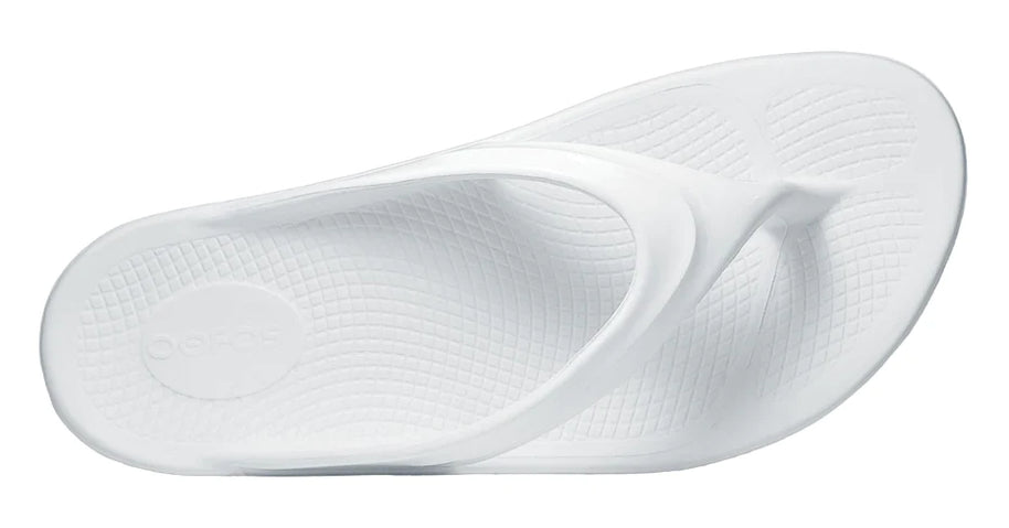 OOlala - Women by Oofos in white with patented OOfoam for impact absorption, lightweight slide sandal ideal for casual wear