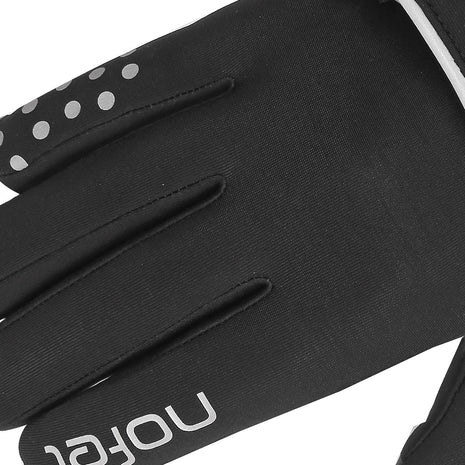 Basic Gloves by Nofel in black with brushed fabric, lightweight, snug fit, reflective logo, and Touch Tec fingers for everyday warmth