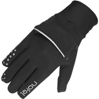 Basic Gloves by Nofel in black with brushed fabric, lightweight snug fit, reflective logo, touch Tec fingers for warmth and everyday use