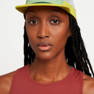 ALZCap Trail - Mountain Cut by Ciele in green, yellow, and white with COOLmatic PLUS mesh for cooling and odor protection, ideal for trail running