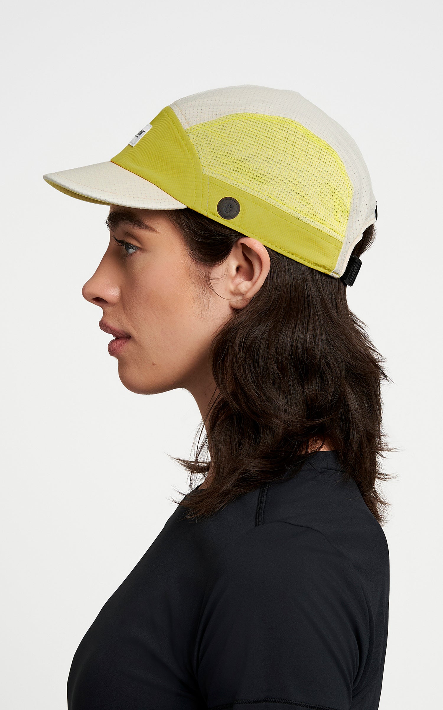 FSTCap SC - ZOF by Ciele in beige and yellow with cycling-inspired brim, low-profile headwear for running and outdoor use in Canada