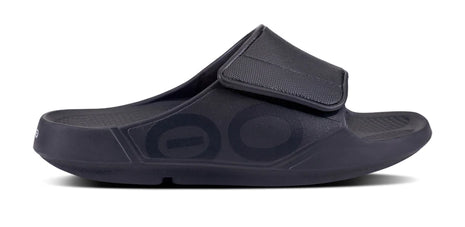 OOahh Sport Flex - Unisex by Oofos in black with agile OOfoam™ adjustable strap for comfort and support in casual outdoor use
