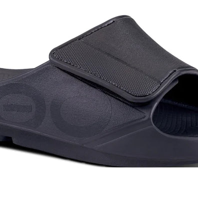 OOahh Sport Flex - Unisex by Oofos in black with agile OOfoam™ strap, adjustable upper for support and comfort, ideal for casual wear