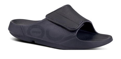 OOahh Sport Flex - Unisex by Oofos in black with agile OOfoam™ strap, adjustable upper for support and comfort, ideal for casual wear