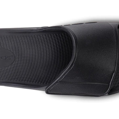 OOahh Sport Flex - Unisex by Oofos in black with adjustable OOfoam™ strap for support and comfort, ideal for recovery and casual wear