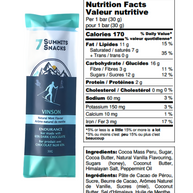 Vinson Dark Chocolate & Mint Endurance Bar (30g) by 7 Summit Snacks in dark blue and teal, 65% dark chocolate with honey and electrolytes for endurance fueling