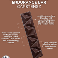 Carstensz Dark Chocolate Endurance Bar (30g) by 7 Summit Snacks in dark brown with espresso, honey, electrolytes for endurance fuel