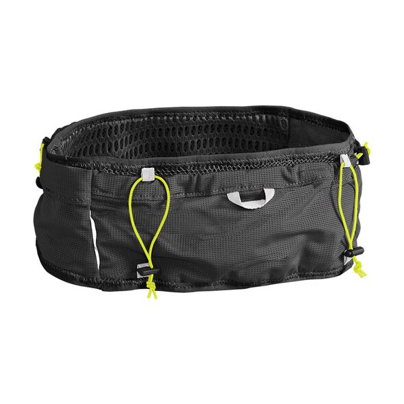 Ultra Belt 3L by CamelBak in black with neon accents, lightweight breathable hydration belt with 17-oz flask for running outdoors