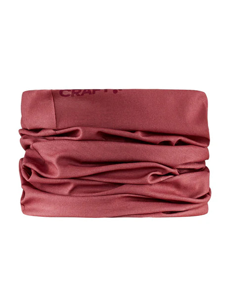 Core Neck Tube by Craft in dusty rose, soft polyester neck tube convertible to hat or headband for multi-sport warmth