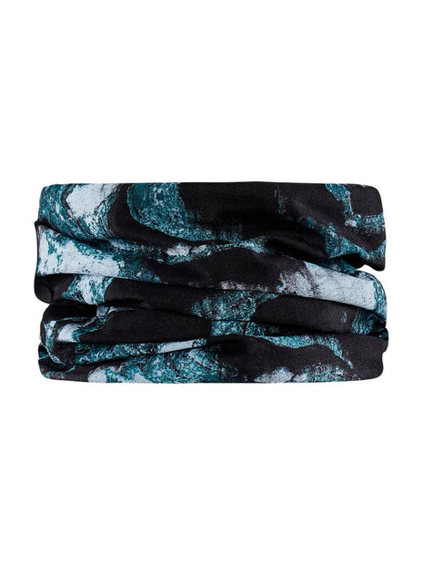 Core Neck Tube by Craft in black and teal, soft polyester multi-sport neck tube convertible to hat or headband for warmth