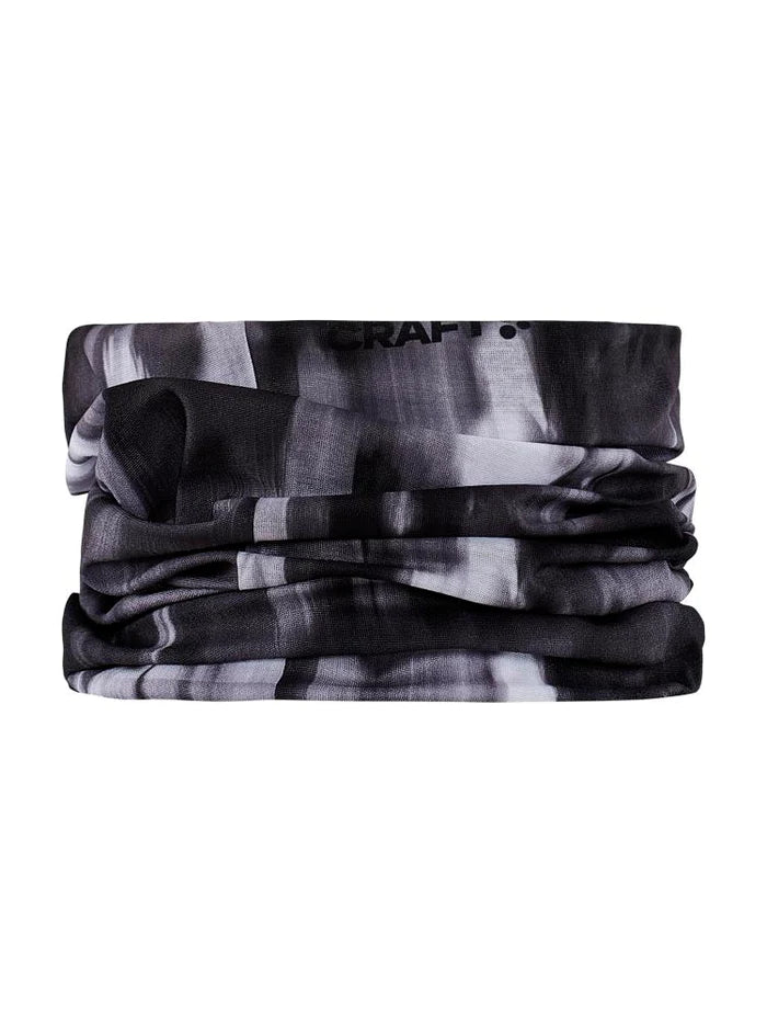 Core Neck Tube by Craft in black and grey, soft polyester multi-sport neck accessory convertible to hat or headband for warmth.