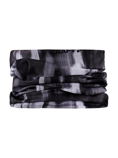 Core Neck Tube by Craft in black and grey, soft polyester multi-sport neck accessory convertible to hat or headband for warmth.