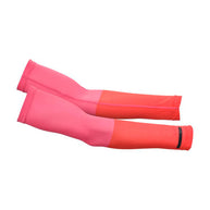Vent Mesh Arm Cover by Craft in pink and red, breathable sleeves designed to keep warm at start and during early running stages