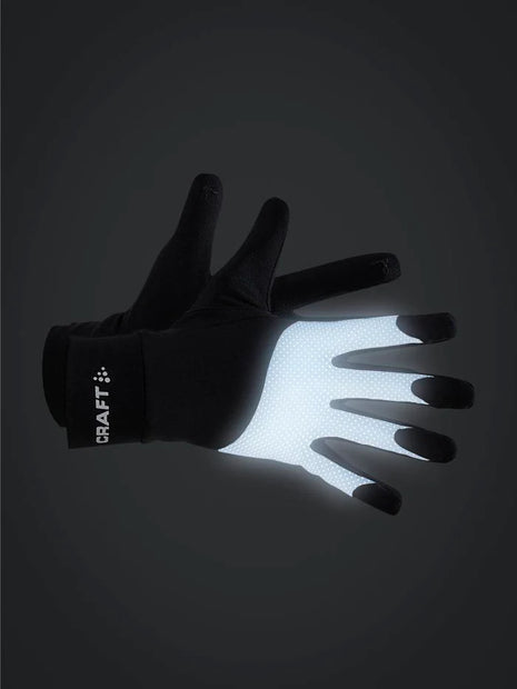ADV Lumen Fleece Glove by Craft in black with reflective details, soft fleece for cold running, designed for intense outdoor use