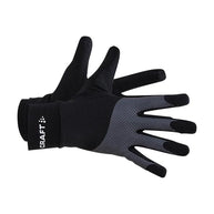 ADV Lumen Fleece Glove by Craft in black and grey, reflective running gloves with soft fleece jersey for cold weather performance