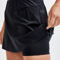 PRO Hypervent 2-in-1 Skirt - Women by Craft in black, soft recycled stretch fabric with mesh liner for hot weather running and workouts