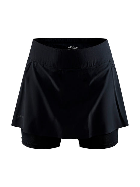 PRO Hypervent 2-in-1 Skirt - Women by Craft in black, recycled stretch fabric with mesh inner, for intense summer running workouts