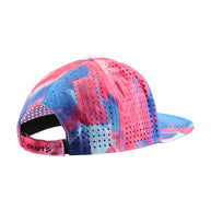 CTM Distance Tech Trucker Cap by Craft in red and blue, breathable running cap with moisture-absorbing mesh lining, ideal for running.