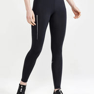 ADV Essence Run Tights - Women by Craft in black, soft recycled polyester and elastane with wide adjustable waistband for running and training.