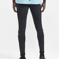 PRO Trail Tights - Men by Craft in black, high-performance recycled polyamide running tights for trail running with moisture transfer