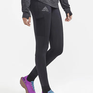 PRO Trail Tights - Women by Craft in black, recycled polyamide jersey with moisture transfer, ideal for pro trail running