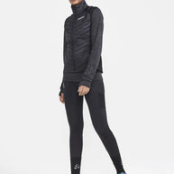 PRO Trail Tights - Women by Craft in black, pro-grade recycled polyamide running tights with moisture transfer, ideal for trail running
