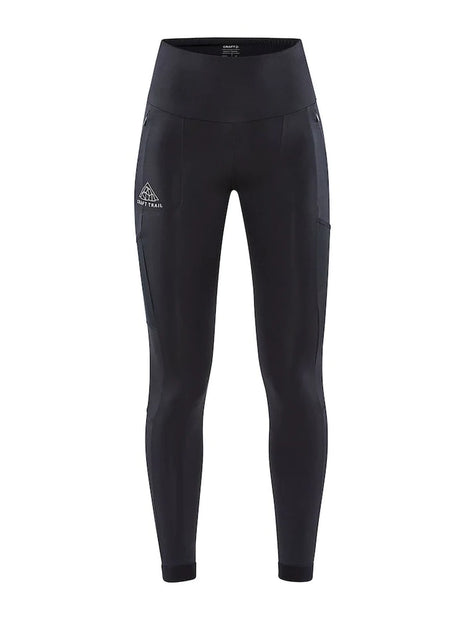 PRO Trail Tights - Women by Craft in black with recycled polyamide, moisture transport, high-performance running tights for trail use