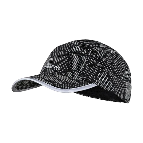 Core Essence Lumen Cap by Craft in black with reflective print, moisture-wicking running cap for autumn and winter outdoor use