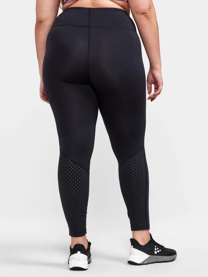 ADV Essence Plus Tights - Women by Craft in black with high waist and wide waistband for comfort during intense training workouts