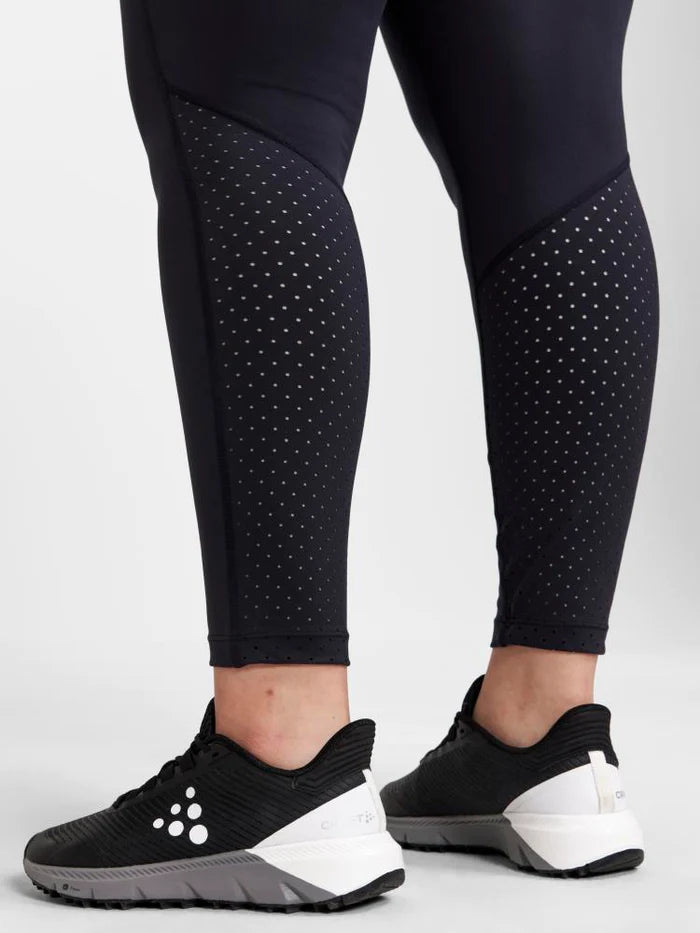 ADV Essence Plus Tights - Women by Craft in black with reflective dots, high waist and wide waistband for comfort during intense training