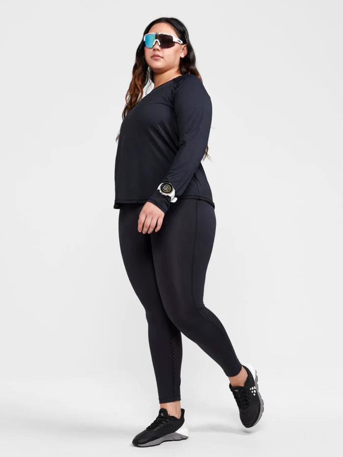 ADV Essence Plus Tights - Women by Craft in black, high waist with wide waistband, soft functional training tights for intense workouts