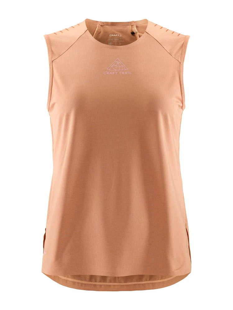 PRO Trail Singlet - Women by Craft in light brown, jacquard-knit ripstop fabric, high-performance singlet for intense trail running
