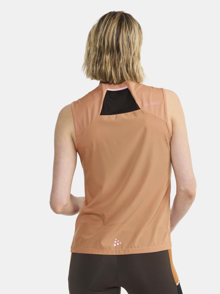 PRO Trail Singlet - Women by Craft in light brown with jacquard-knit ripstop fabric, breathable running top for high-intensity trail running