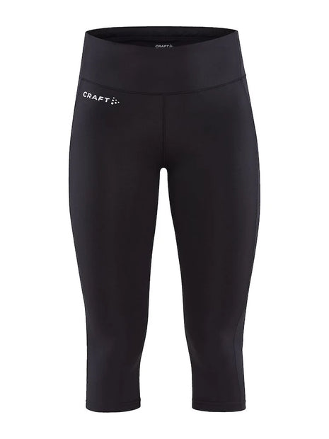 ADV Essence Capri Tights 2 - Women by Craft in black, knee-length recycled polyester with elastane, soft peached fabric, wide waist for training