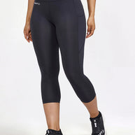 ADV Essence Capri Tights 2 - Women by Craft in black, knee-length recycled polyester tights with wide waist and great pullback for training