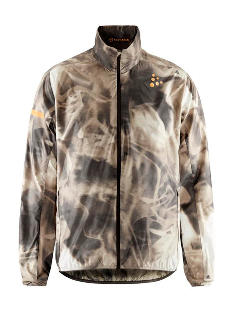 Pro Hypervent Jacket 2 - Men by Craft in grey camo, ventilating running jacket with soft fabric, designed for focused outdoor running.